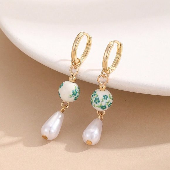 Multicolor Sexy Women's Style Faux Pearl Ceramic Pendant Earrings - Picture 8 of 11